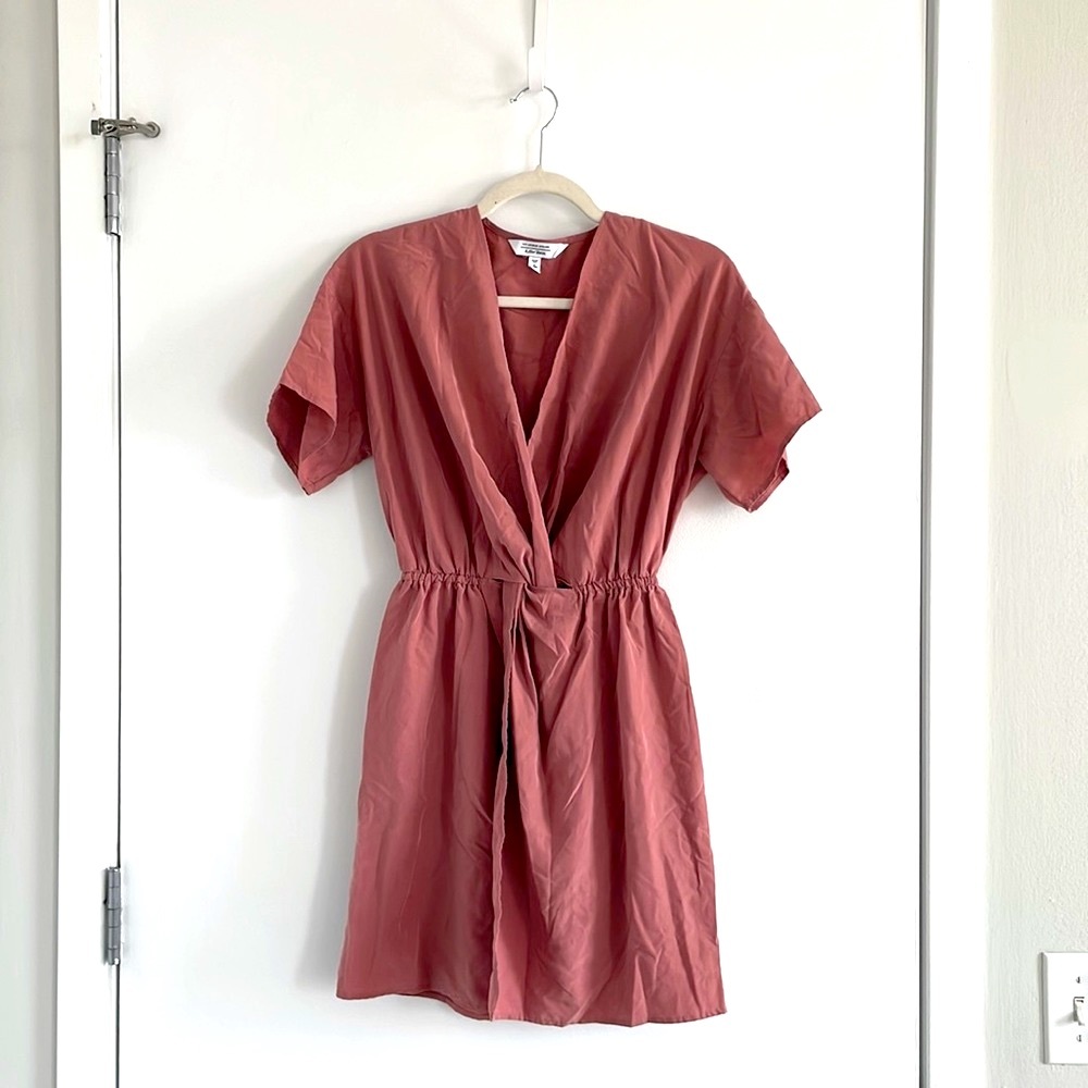& Other Stories Pink Knot Wrap Dress